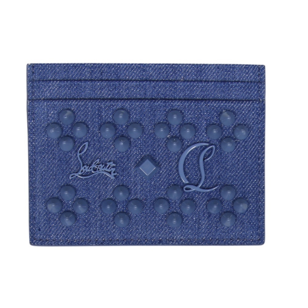 CL Christian Louboutin denim paloma card holder NEW NIB NWT